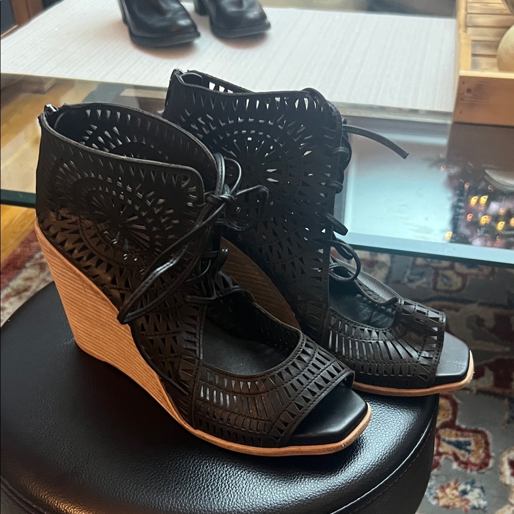 Jeffrey Campbell Black Cutout Wedges